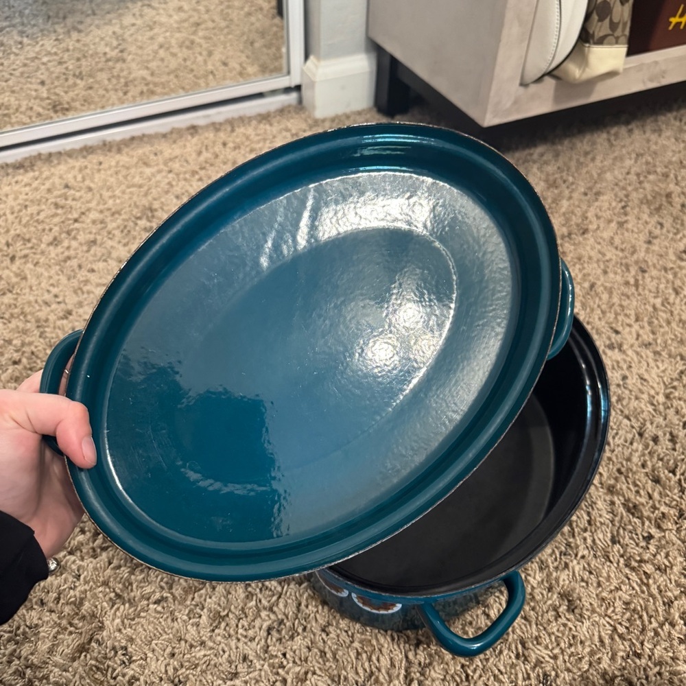 Vintage 70’s Teal Enamel Roasting Pan - Picture 11 of 15